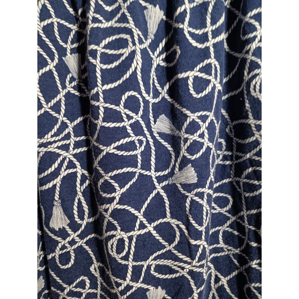 Michael Kors Blue Cotton Top Large Rope Tassel Graphic Flowy Nautical Shirt Bell - Picture 2 of 7